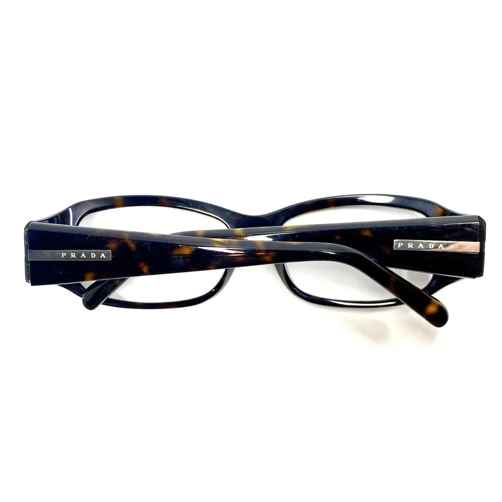 New Prada Brown Tortoise Rectangular Wrap Glasses Italy SPR03E 2AU-3N1 54 14 140